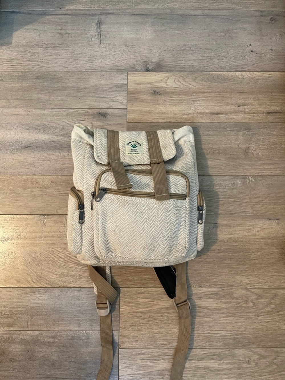 Casual Cream and Tan Canvas Roll-Top Backpack by Kathmandu